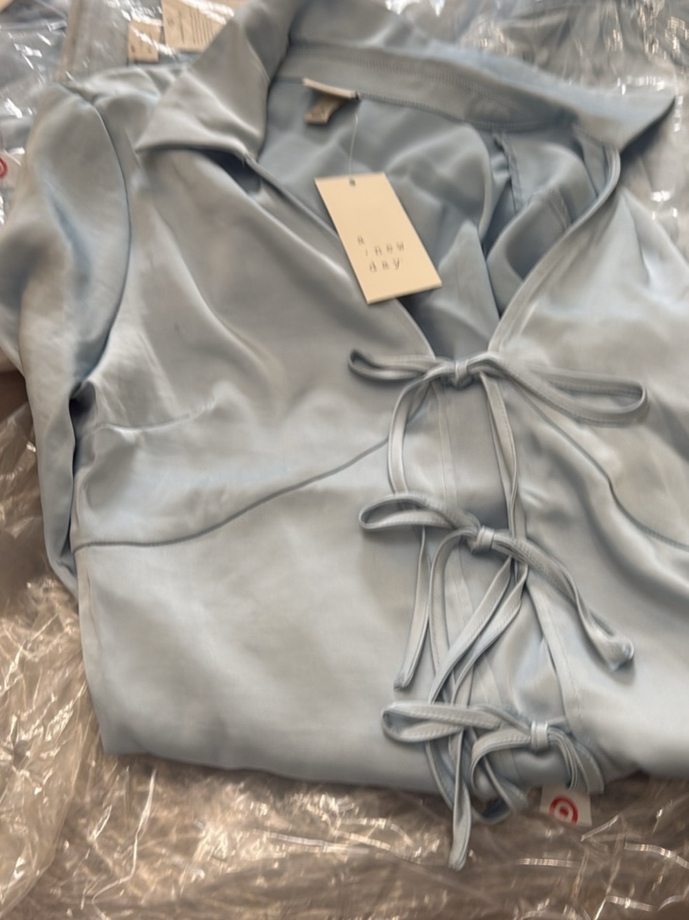 a new day Pale Blue Satin Lace-Up Front Robe five pieces(4 bundle